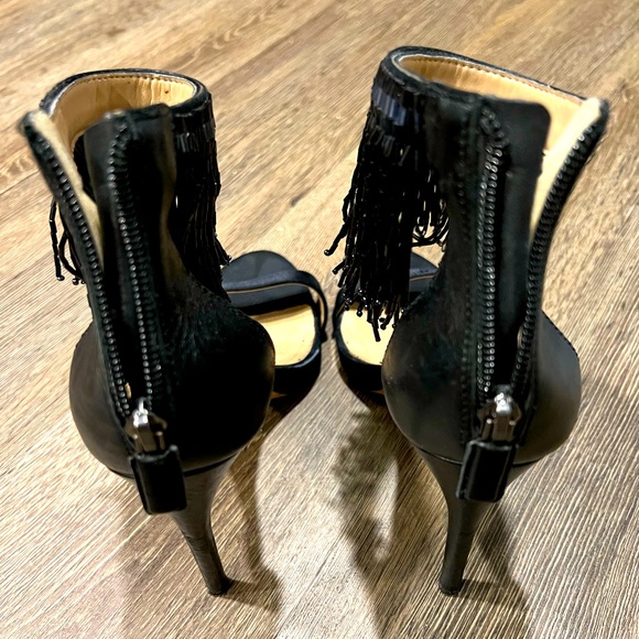 BCBG MaxAzaria Vero Cuoio Beaded Fringe Heels - Picture 5 of 8